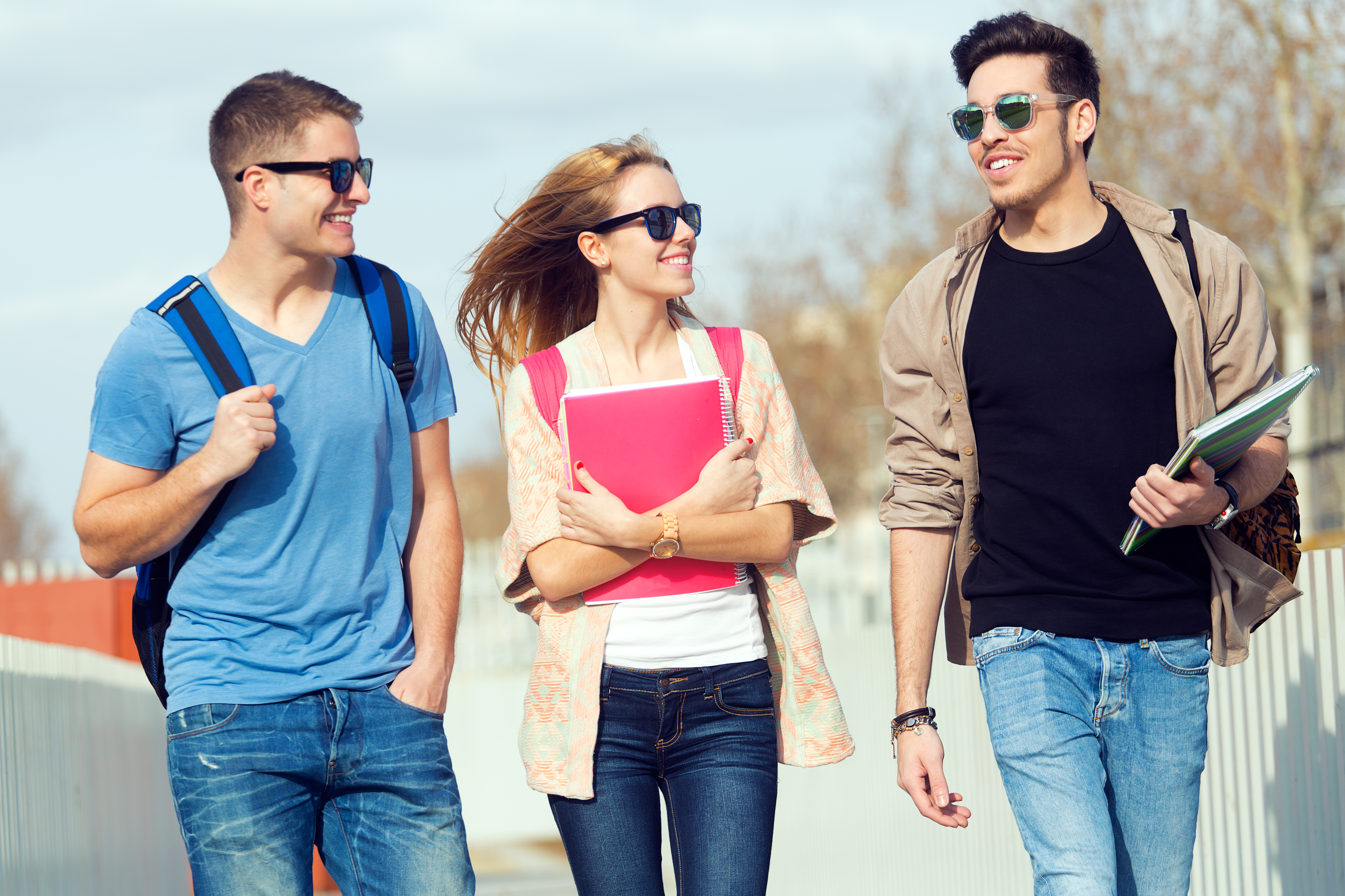 group friends talking street after class